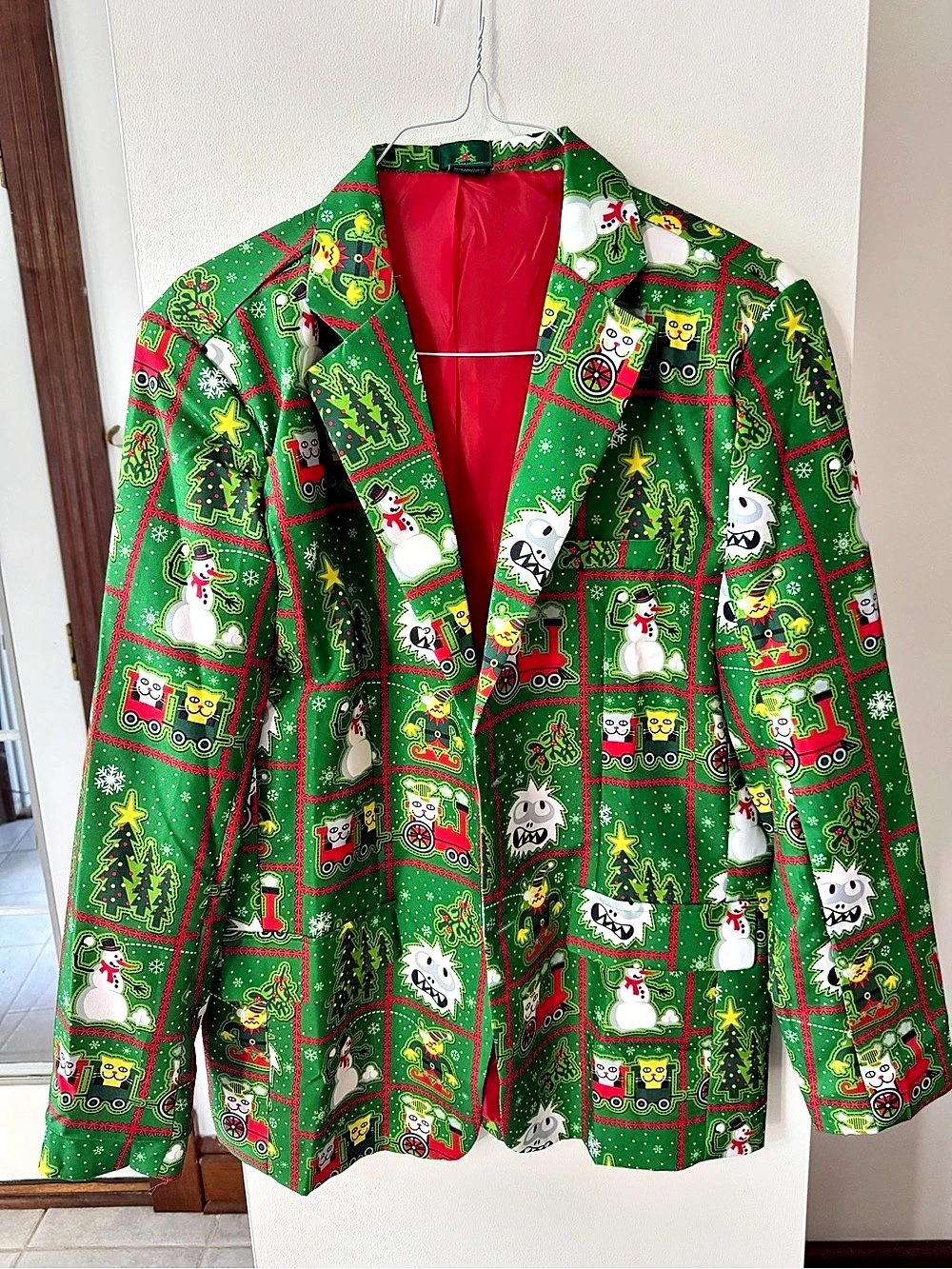 Green & Red Plaid Blazer Size Large Like New